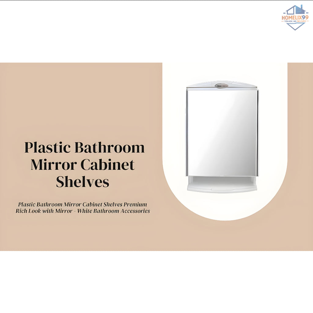 Urban Choice White Bathroom Cabinet with Mirror – Dustproof PPCP Plastic Wall Storage