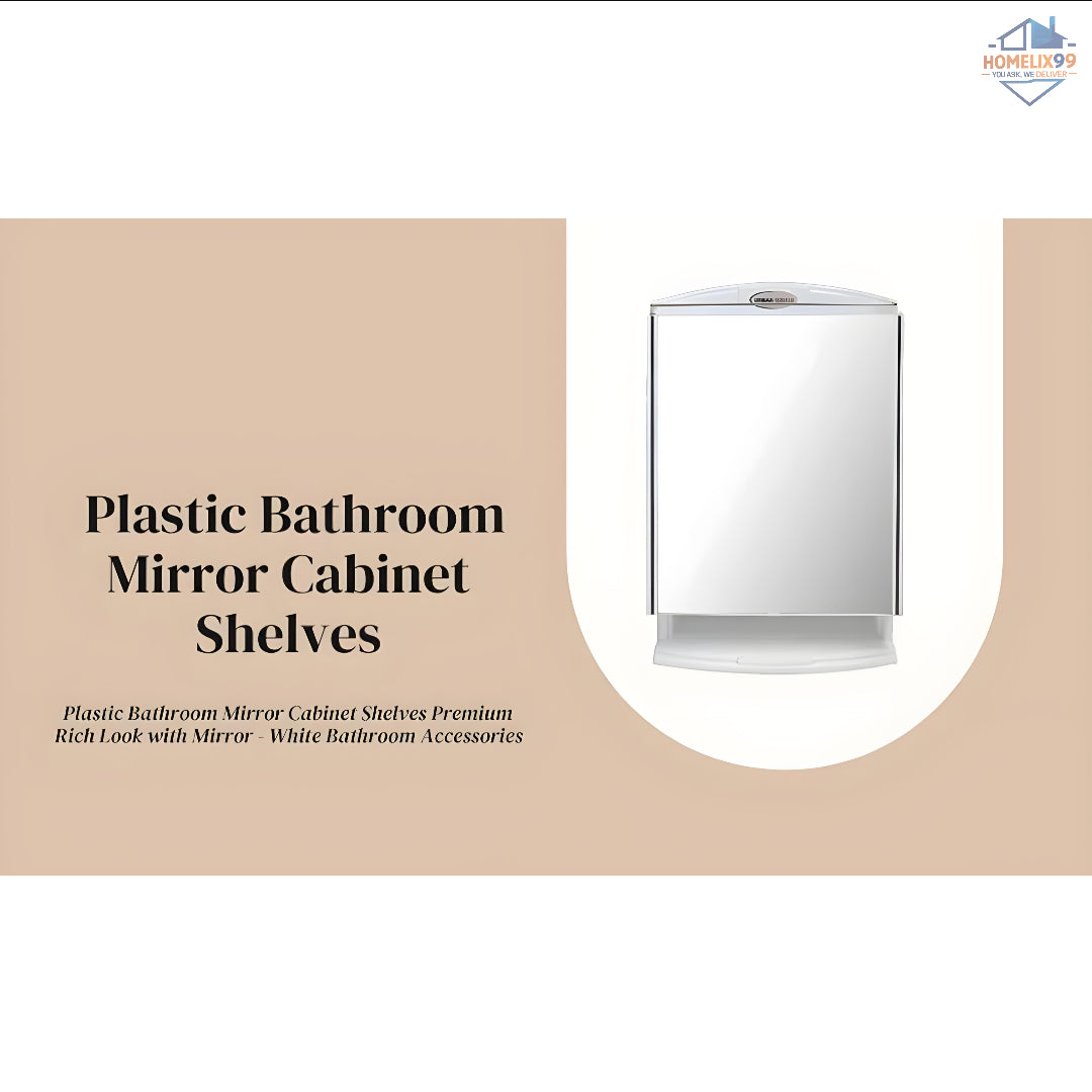 Urban Choice White Bathroom Cabinet with Mirror – Dustproof PPCP Plastic Wall Storage