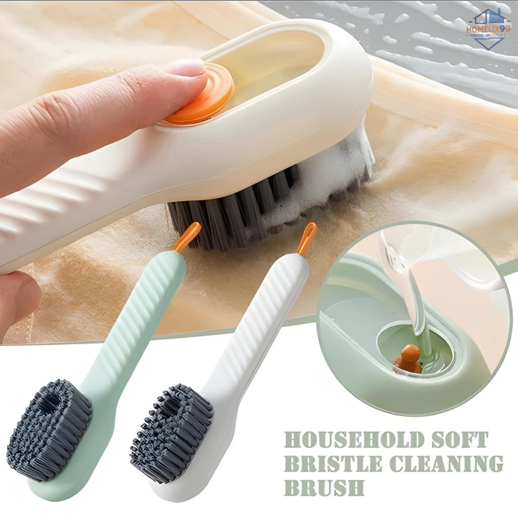 Shoe Cleaning Brush with Built-in Liquid Soap Dispenser – Soft Bristles for Shoes, Clothes & Sneakers