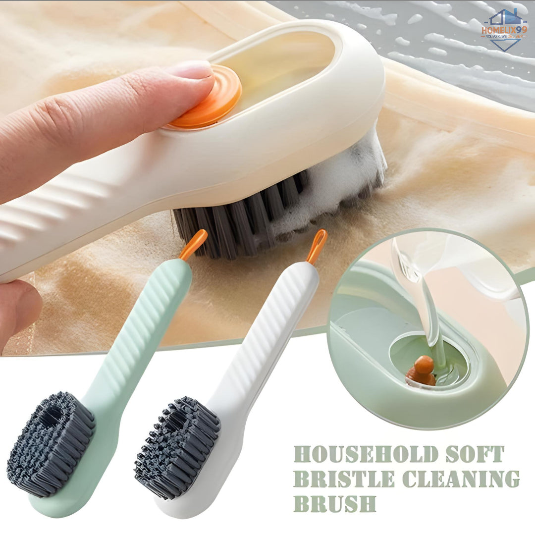 Shoe Cleaning Brush with Built-in Liquid Soap Dispenser – Soft Bristles for Shoes, Clothes & Sneakers