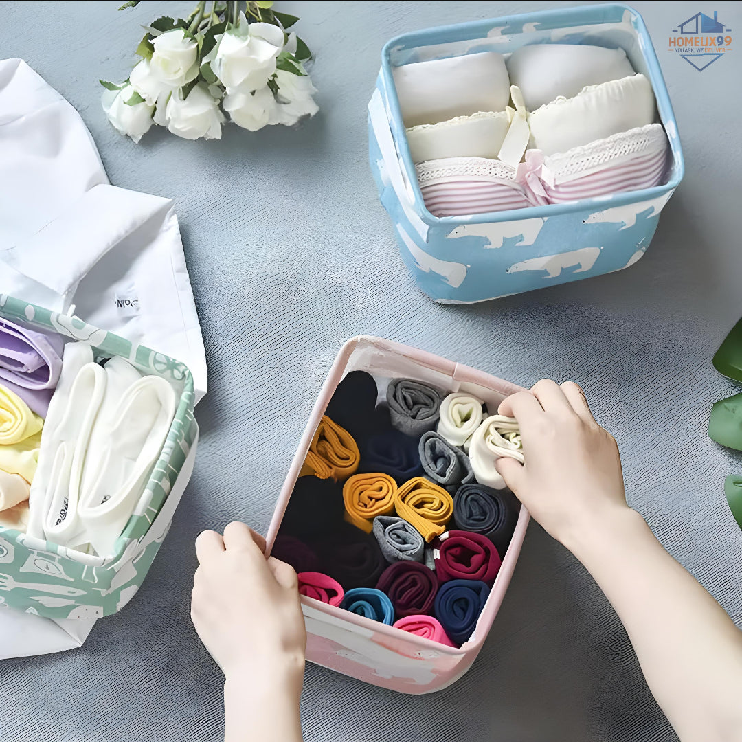 🧺 Foldable Small Multipurpose Canvas Storage Box – For Home, Kids & Travel 🧳