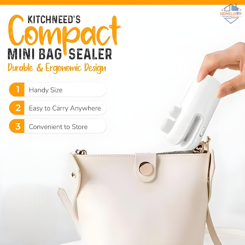 2-in-1 USB Mini Heat Sealer & Cutter for Plastic Snack Bags – Rechargeable, Magnetic, Pocket-Sized