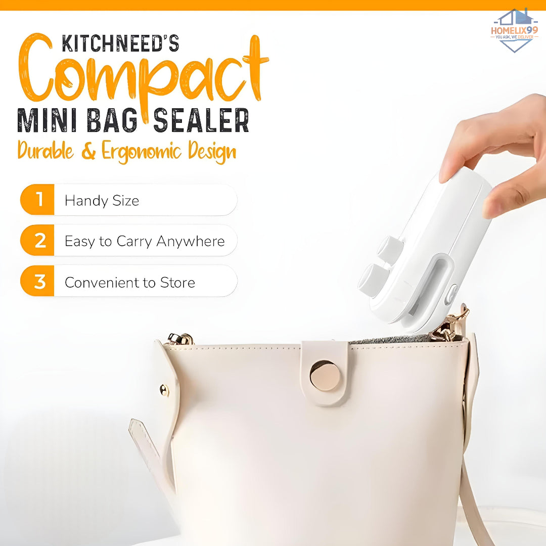 2-in-1 USB Mini Heat Sealer & Cutter for Plastic Snack Bags – Rechargeable, Magnetic, Pocket-Sized