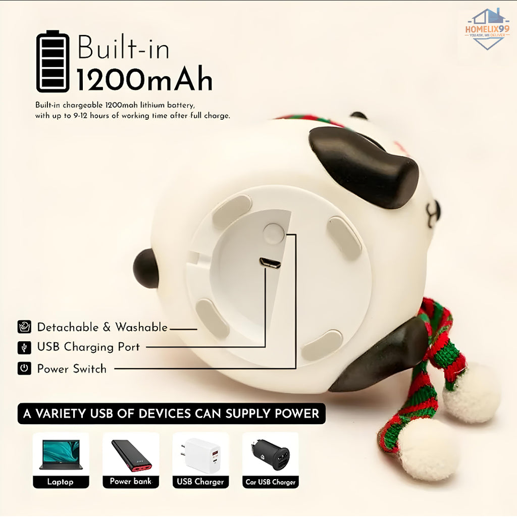 Silicone Panda Touch Lamp for Kids – 7-Color LED Night Light, Rechargeable & BPA-Free