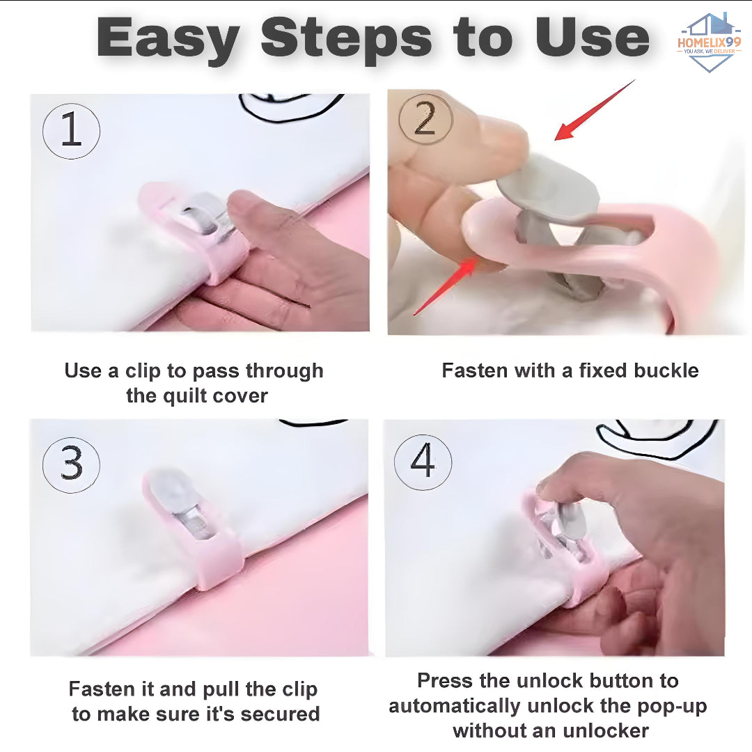 Anti-Slip Quilt Holder Clips – No-Slide Fasteners for Bedsheets, Blankets & Comforters (6 pcs set)