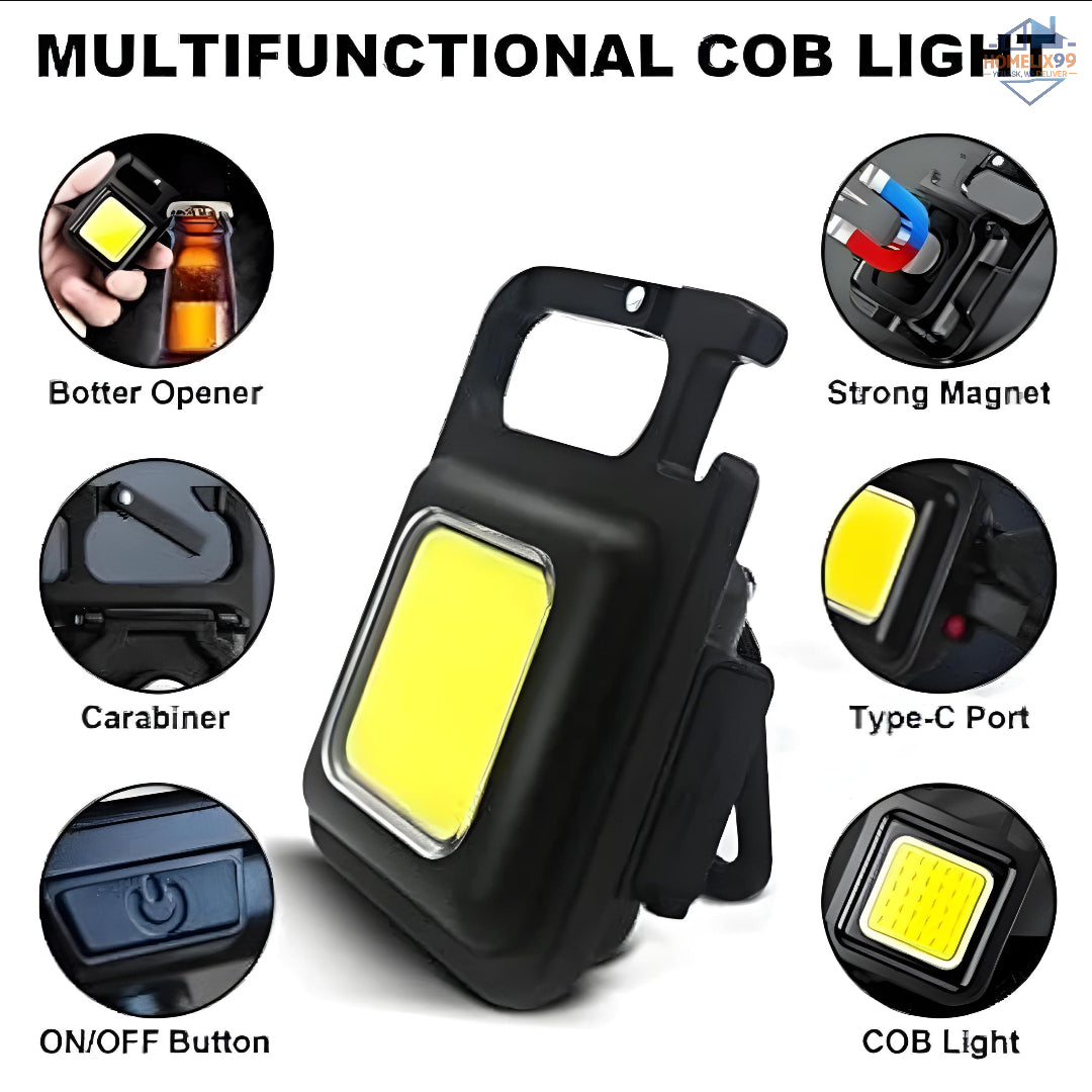 Mini Rechargeable Flashlight Keychain – 800 Lumens with Magnet, Bottle Opener & Stand