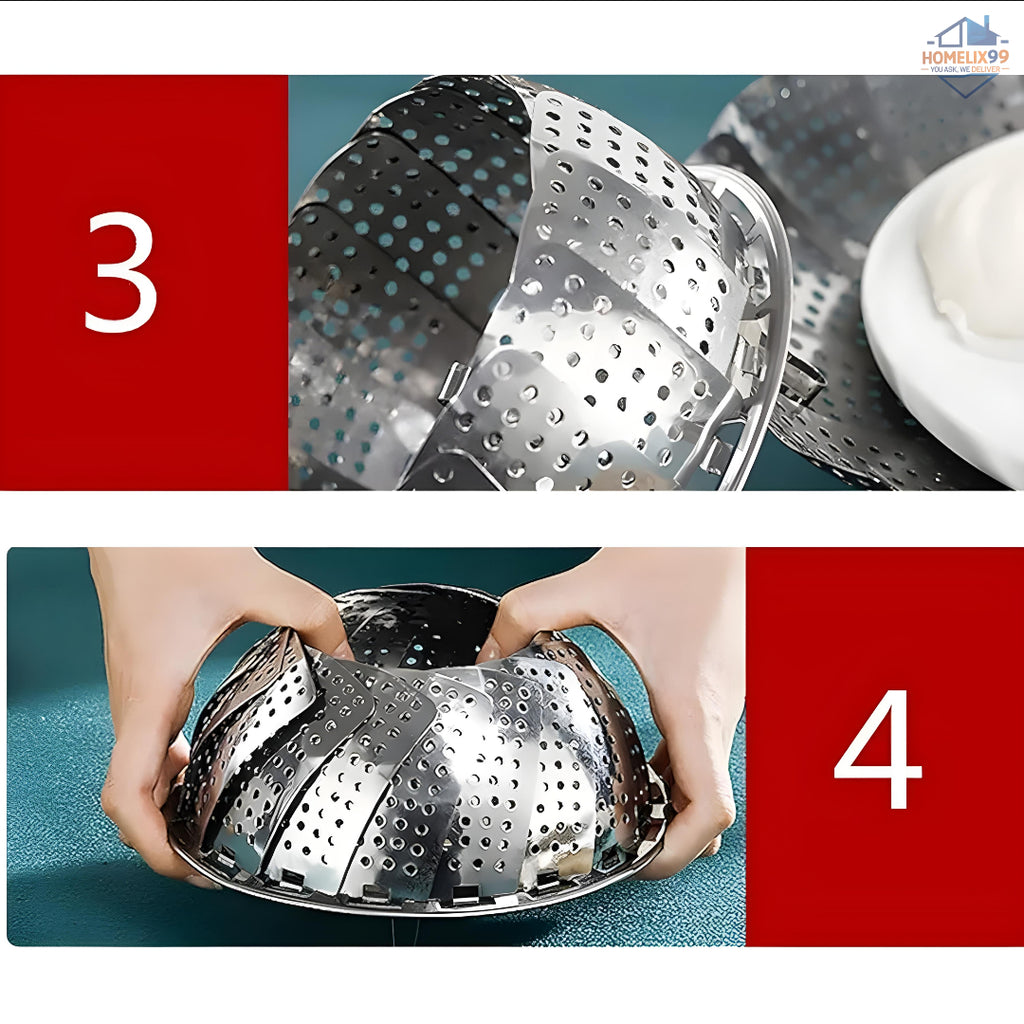 SS Vegetable Steamer Basket – Foldable & Healthy Cooking Essential 🥦🍲