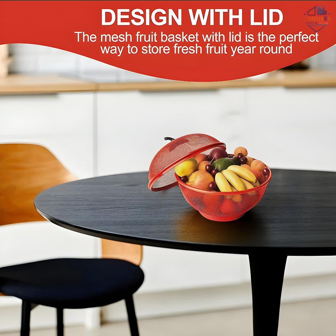 Stylish Apple-Shaped Fruit Basket with Net Cover – Freshness & Fly-Free Storage 🍎🍇