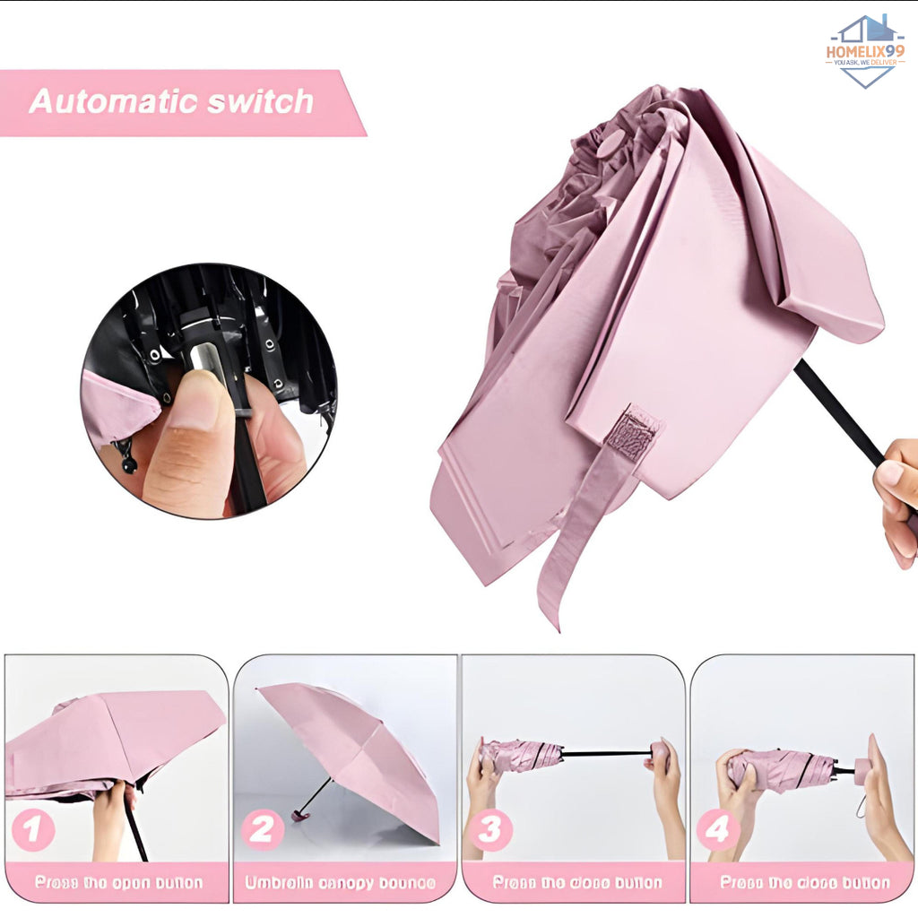 Mini Capsule Umbrella with Case – UV Protection, Windproof & Ultra-Portable (Random Color)