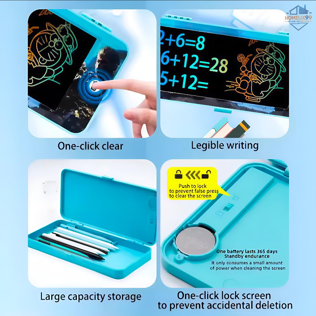 ✨📚 LCD Writing Tablet + Pencil Box for Kids – Doodle & Store Combo 💼🖊️