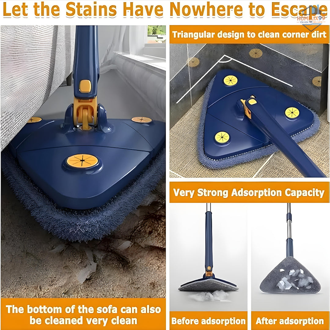 360° Rotatable Triangle Mop with Wring Function – Telescopic Floor Wiper & Microfiber Cleaner 🧼🧽
