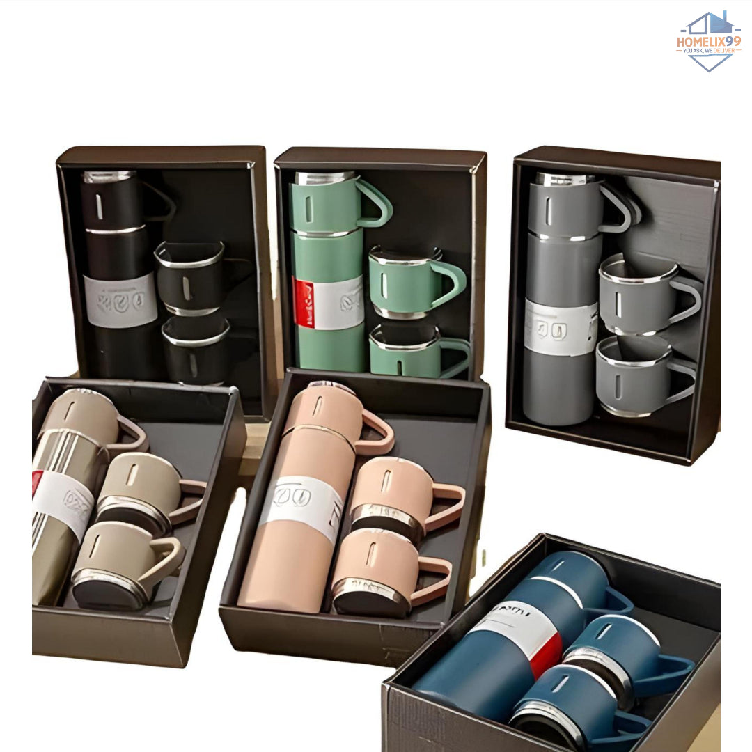 Double Wall Stainless Steel Vacuum Flask – 500ml Hot & Cold Thermos Bottle with Built-in Cup