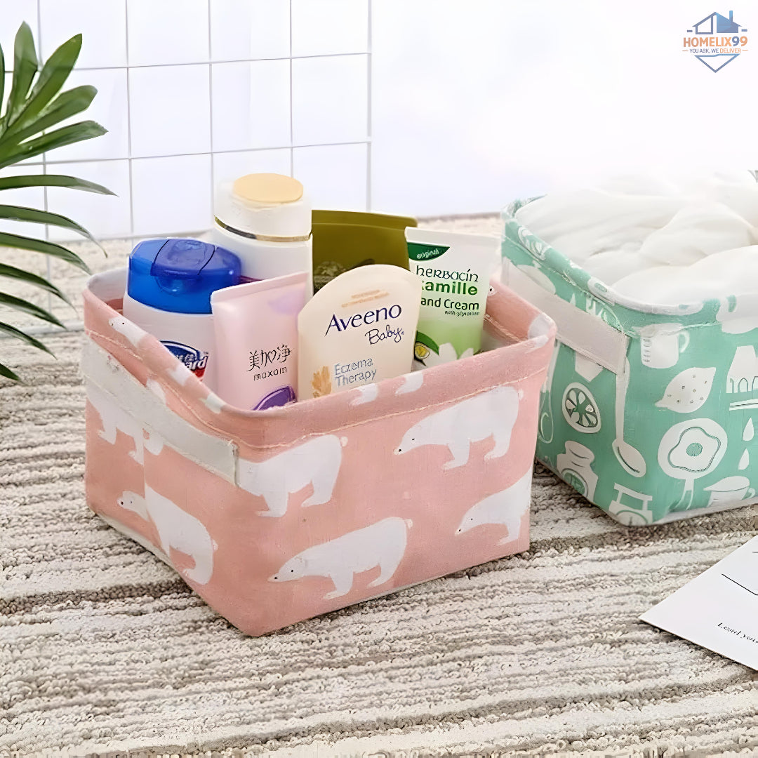 🧺 Foldable Small Multipurpose Canvas Storage Box – For Home, Kids & Travel 🧳