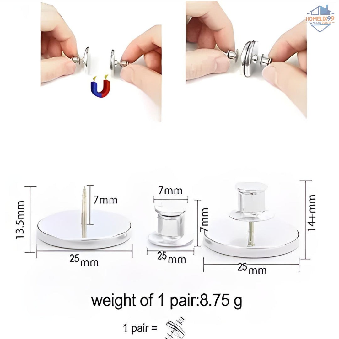 🪟 Magnetic Curtain Button Clips – No-Punch, Stylish, Reusable Clasps ✨