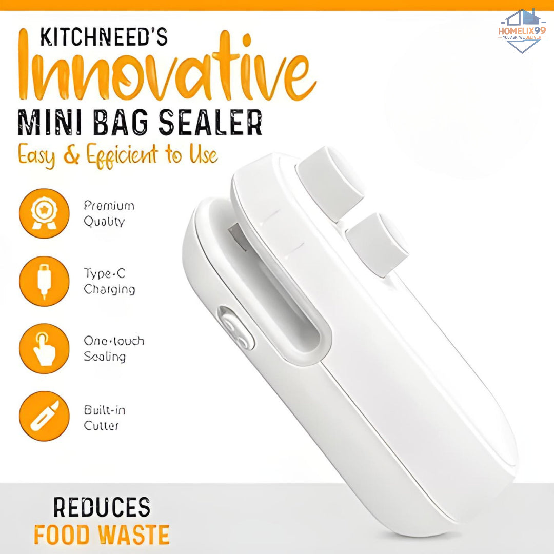 2-in-1 USB Mini Heat Sealer & Cutter for Plastic Snack Bags – Rechargeable, Magnetic, Pocket-Sized