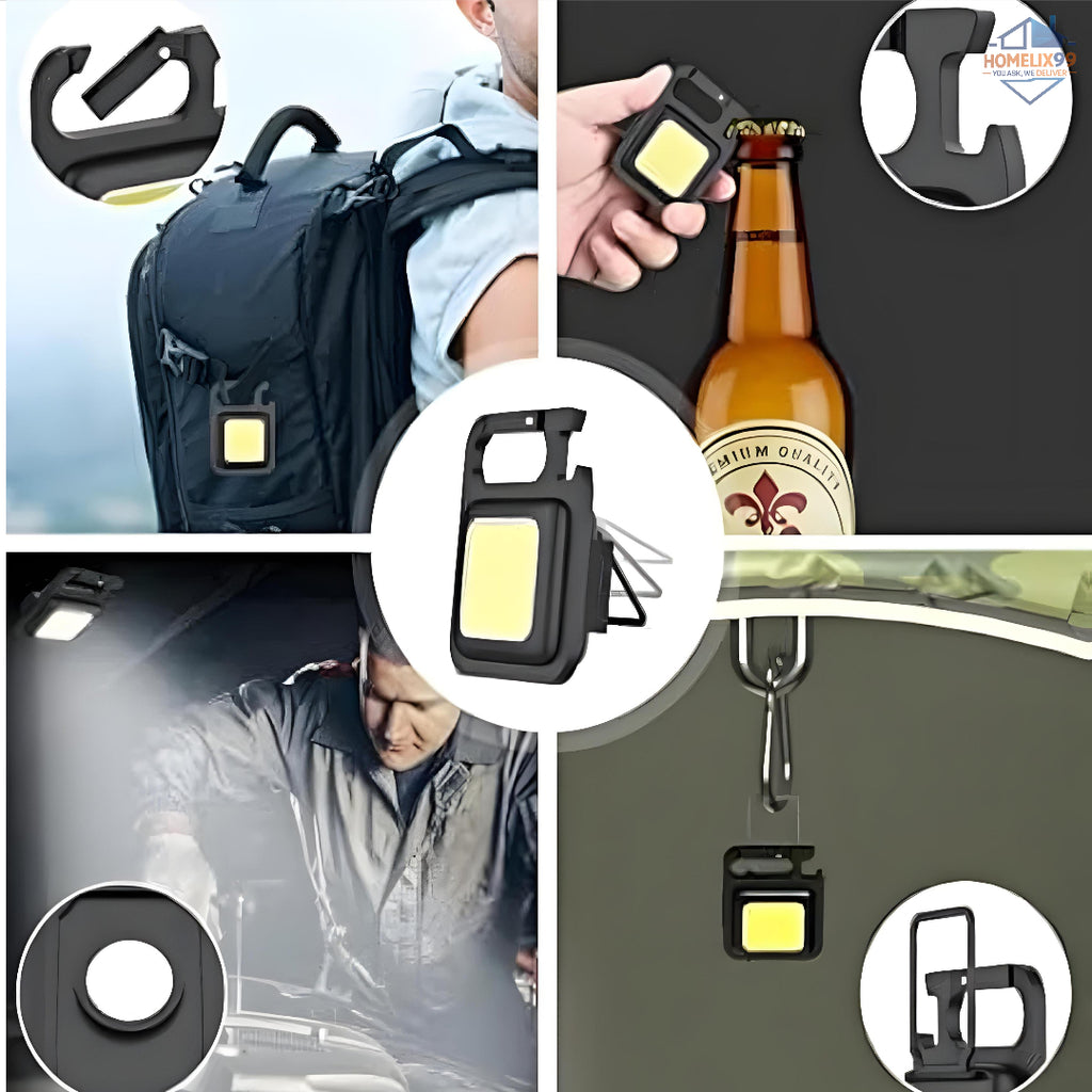 Mini Rechargeable Flashlight Keychain – 800 Lumens with Magnet, Bottle Opener & Stand