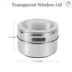 ✨ SS Magnetic Spice Rack – Stainless Steel Jar with Rotating Lid & Fridge Mount (1 Pc) 🧂🌿