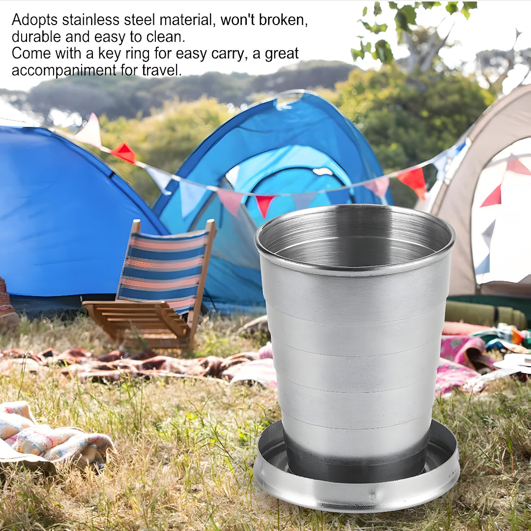 🥤 Stainless Steel Collapsible Travel Cup – Pocket-Sized Hydration for On-the-Go 🏕️