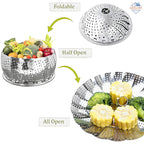 SS Vegetable Steamer Basket – Foldable & Healthy Cooking Essential 🥦🍲