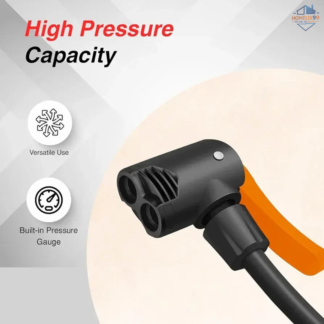 Portable High-Pressure Foot Air Pump with Gauge – Heavy-Duty Inflator for Car, Bike, Sports & More