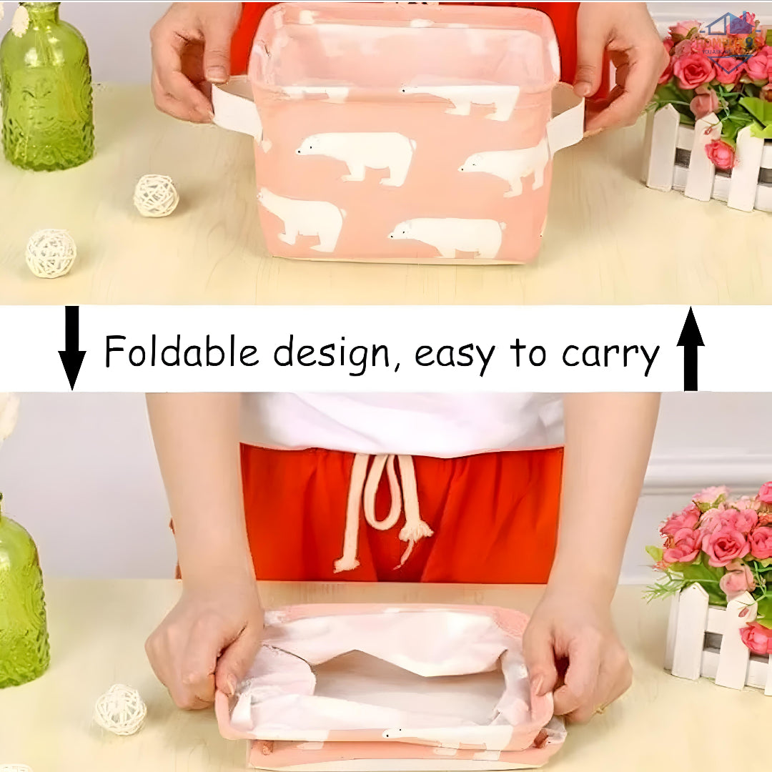 🧺 Foldable Small Multipurpose Canvas Storage Box – For Home, Kids & Travel 🧳