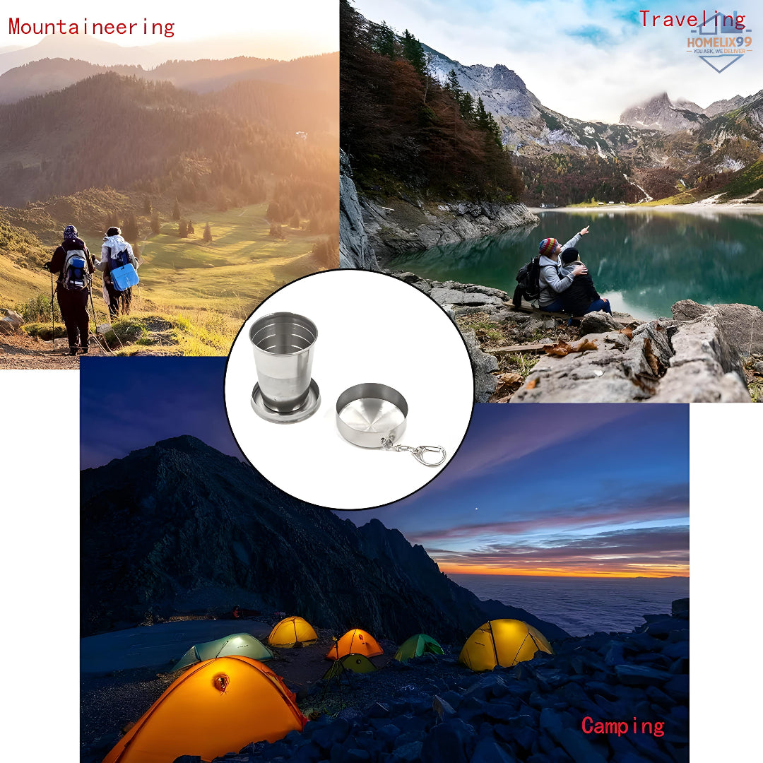 🥤 Stainless Steel Collapsible Travel Cup – Pocket-Sized Hydration for On-the-Go 🏕️
