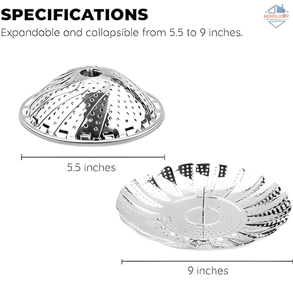 SS Vegetable Steamer Basket – Foldable & Healthy Cooking Essential 🥦🍲