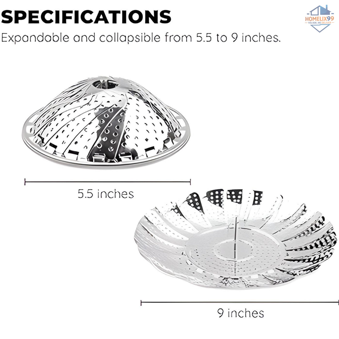 SS Vegetable Steamer Basket – Foldable & Healthy Cooking Essential 🥦🍲