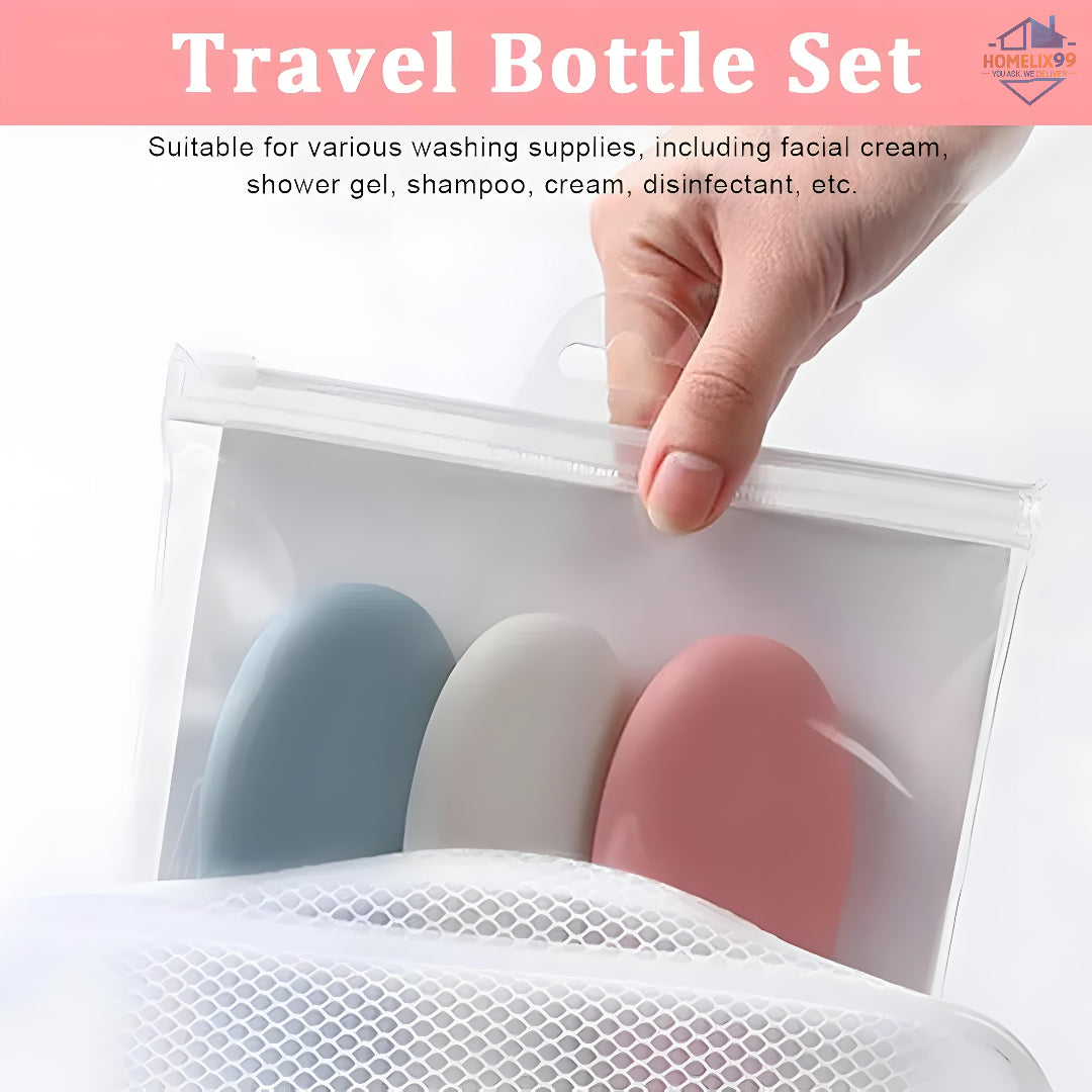 Pack of 3 Travel Bottles – Leakproof 60ml Toiletry Set for Women