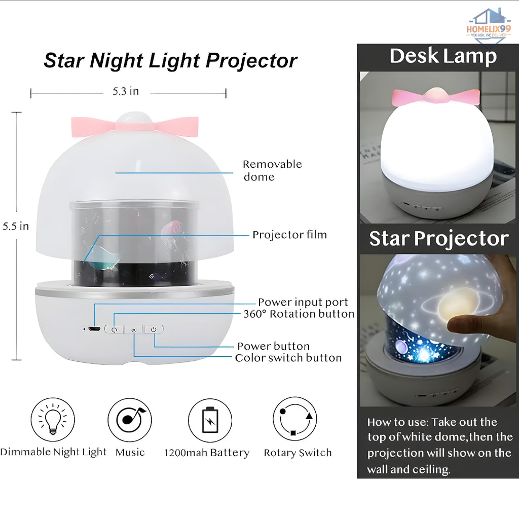 360° Rotating Starry Night Light – Magical Galaxy Projector 🌟🌙