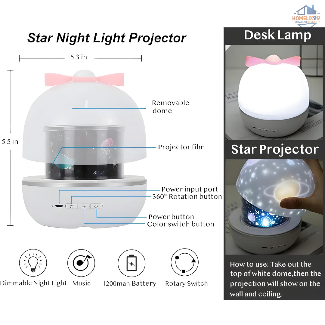 360° Rotating Starry Night Light – Magical Galaxy Projector 🌟🌙