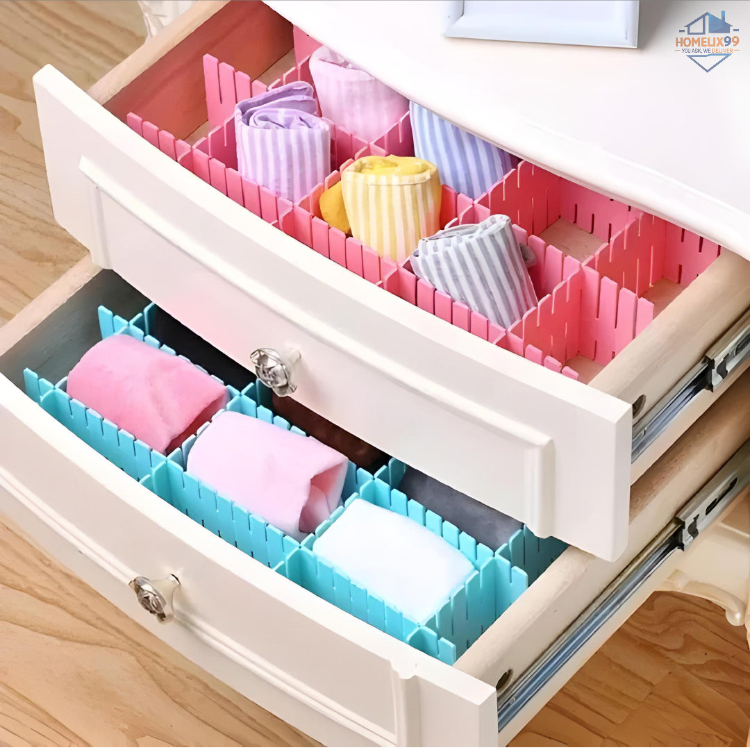 🧩 Adjustable Drawer Partition Plates (Set of 6) – Organize Drawers Like a Pro! 🗂️✨