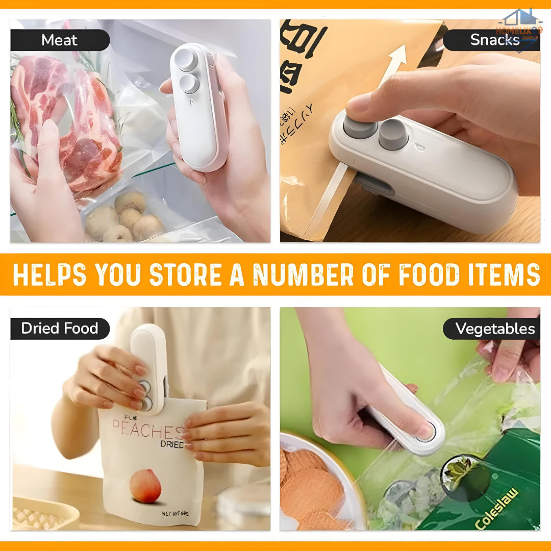 2-in-1 USB Mini Heat Sealer & Cutter for Plastic Snack Bags – Rechargeable, Magnetic, Pocket-Sized