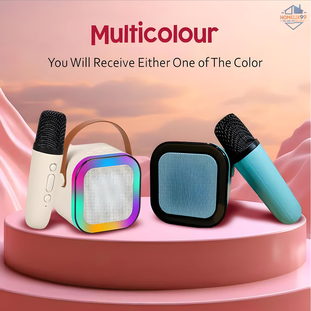 Mini Bluetooth Karaoke Machine for Kids – Wireless Speaker with Mic, Voice Changer & LED Lights