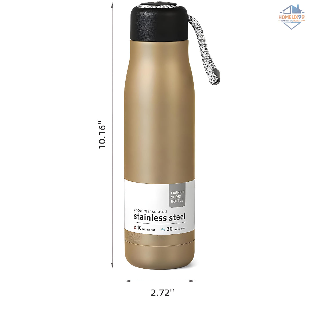 Stainless Steel Water Bottle (550ml) – Vacuum Insulated Hot & Cold Thermos 💧🔥❄️