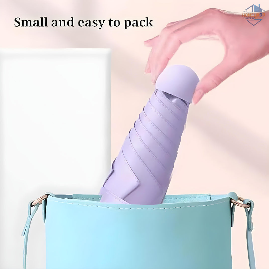 Mini Capsule Umbrella with Case – UV Protection, Windproof & Ultra-Portable (Random Color)