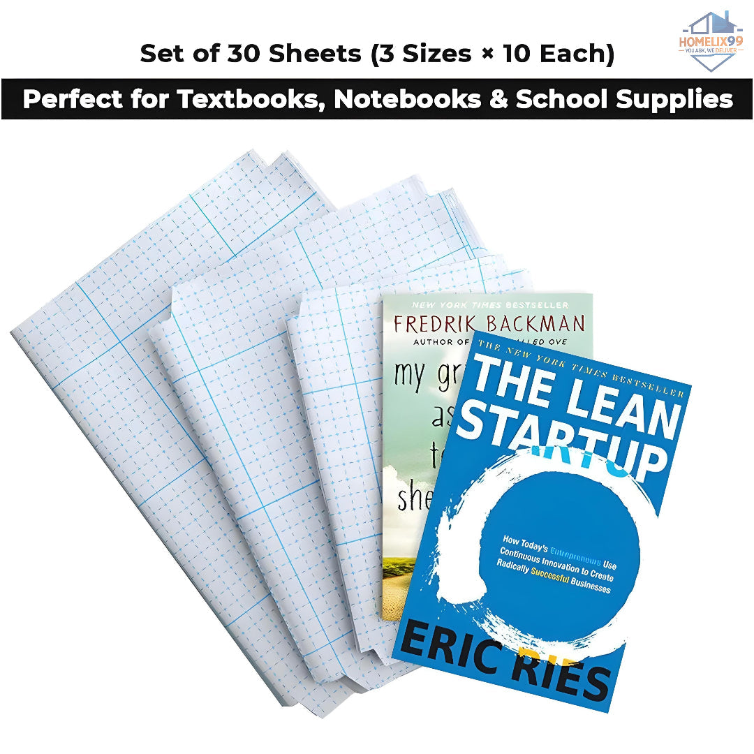 Self-Adhesive Transparent Book Covers (30-Pack) – Waterproof & Easy Peel Protection