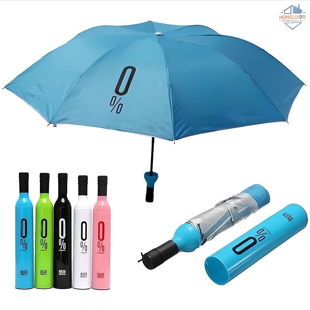 21" Wine Bottle Umbrella – Stylish Monsoon Parachute with UV Protection