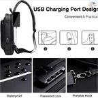 Waterproof Anti-Theft Sling Bag with USB Charging Port – Hard Shell Travel Crossbody Backpack