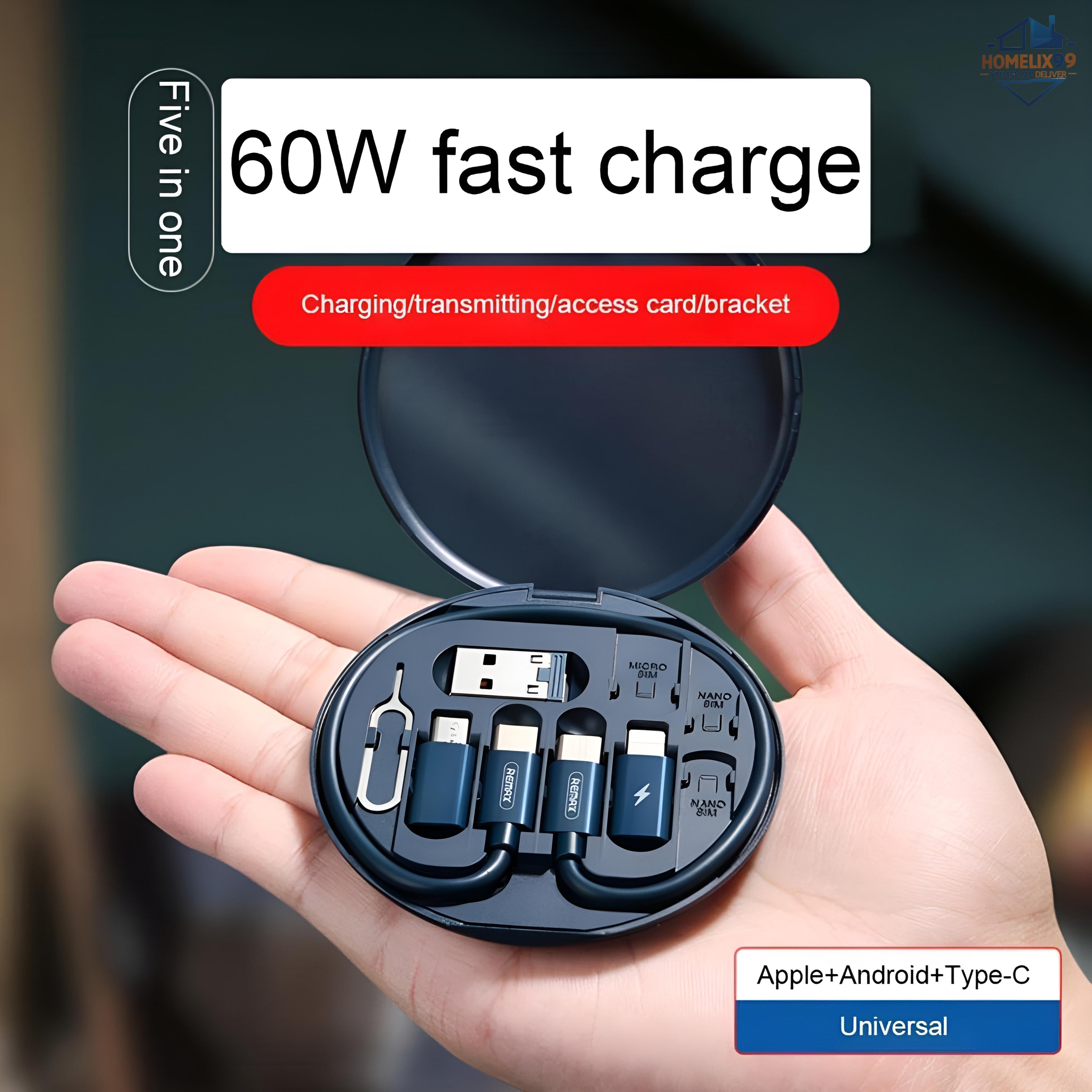 5-in-1 Multi-Functional Charging Cable Kit with SIM Tool & Phone Stand | Fast Charging & OTG Adapter