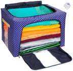 66 LTR Foldable Zip Organizer Bag with Steel Frame – Heavy-Duty Storage for Clothes, Sarees & Blankets