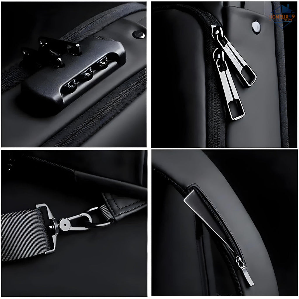 Waterproof Anti-Theft Sling Bag with USB Charging Port – Hard Shell Travel Crossbody Backpack