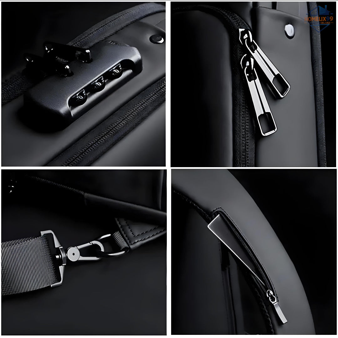 Waterproof Anti-Theft Sling Bag with USB Charging Port – Hard Shell Travel Crossbody Backpack