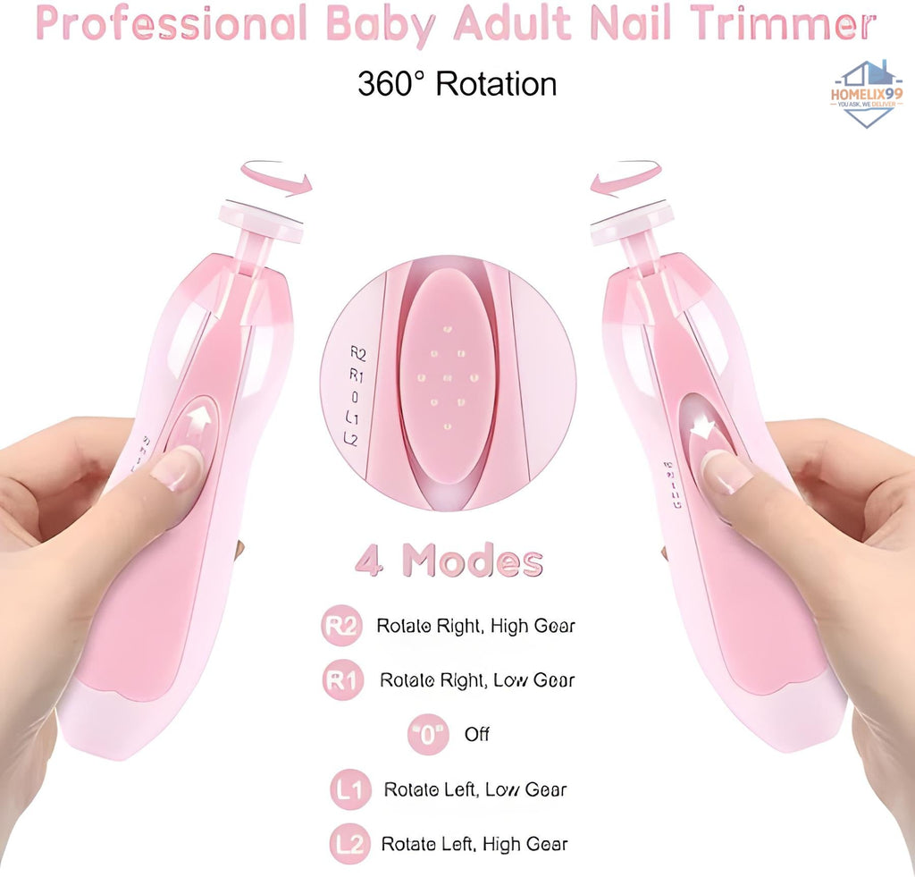 Electric Nail Trimmer for Babies – Safe & Silent Nail Cutter with LED Light