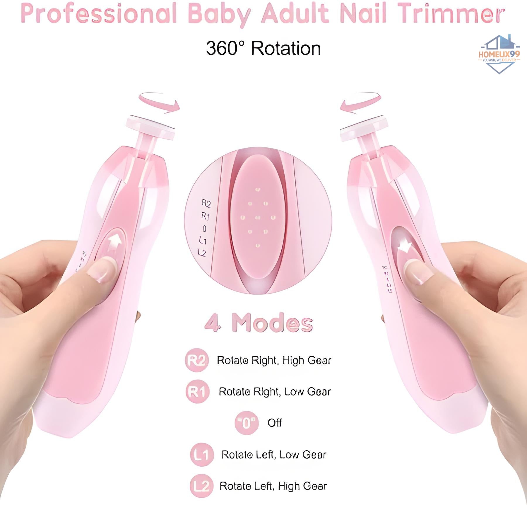 Electric Nail Trimmer for Babies – Safe & Silent Nail Cutter with LED Light