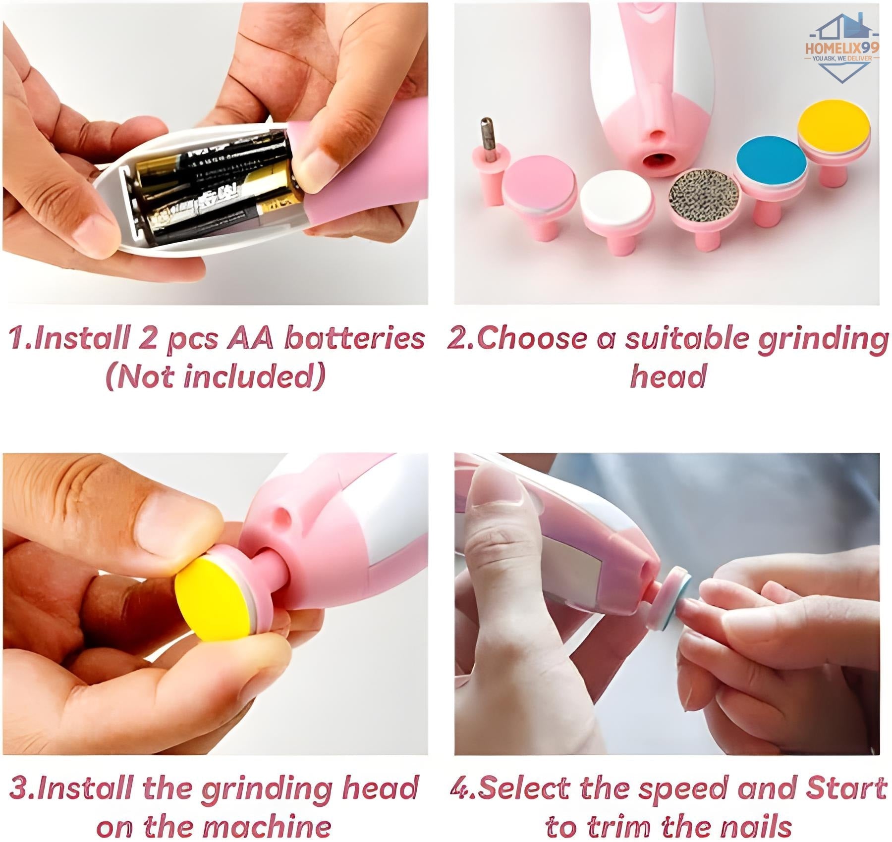Electric Nail Trimmer for Babies – Safe & Silent Nail Cutter with LED Light