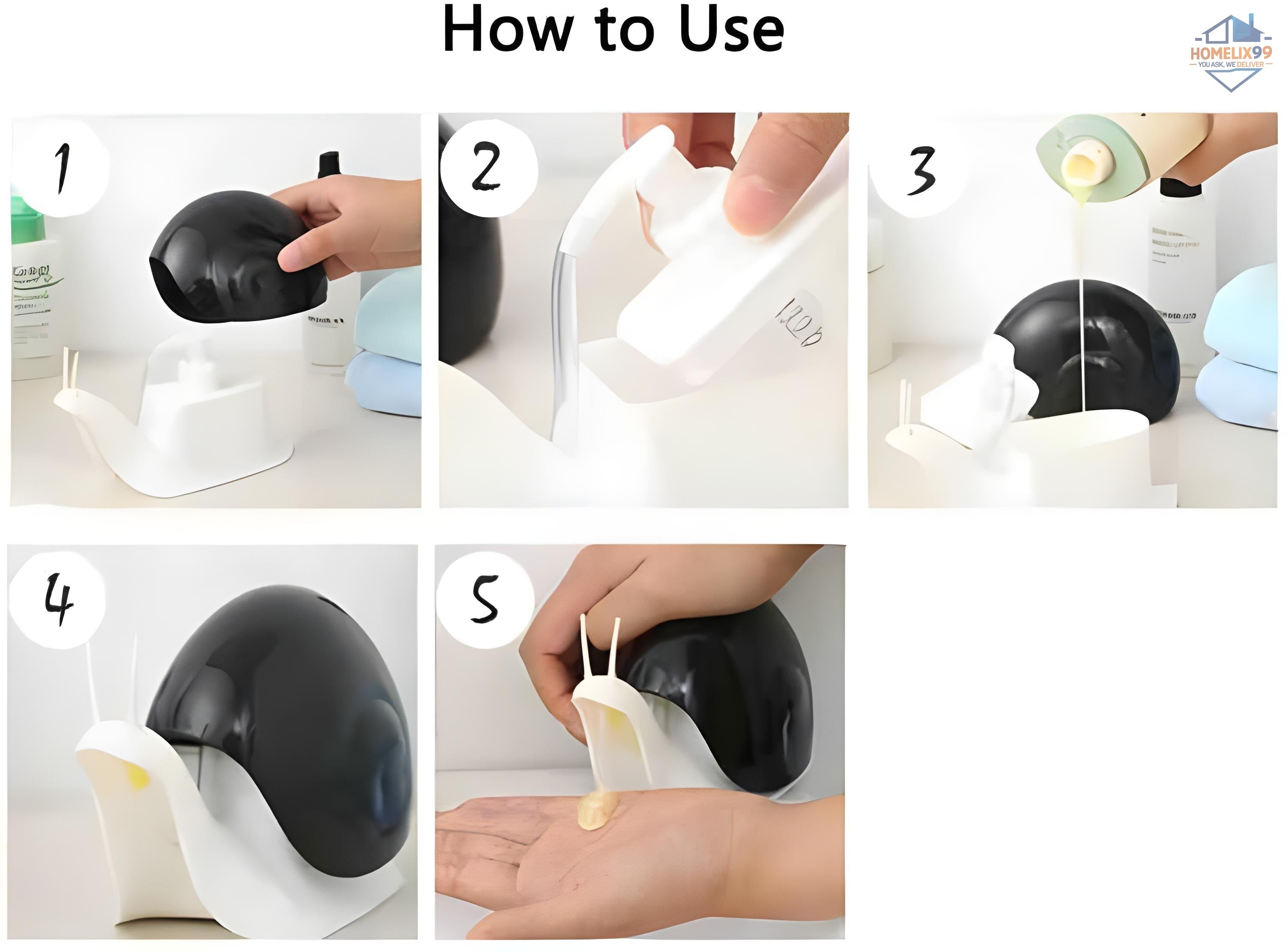 Snail Shape Refillable Soap Dispenser – Cute Bathroom & Kitchen Accessory for Kids & Adults