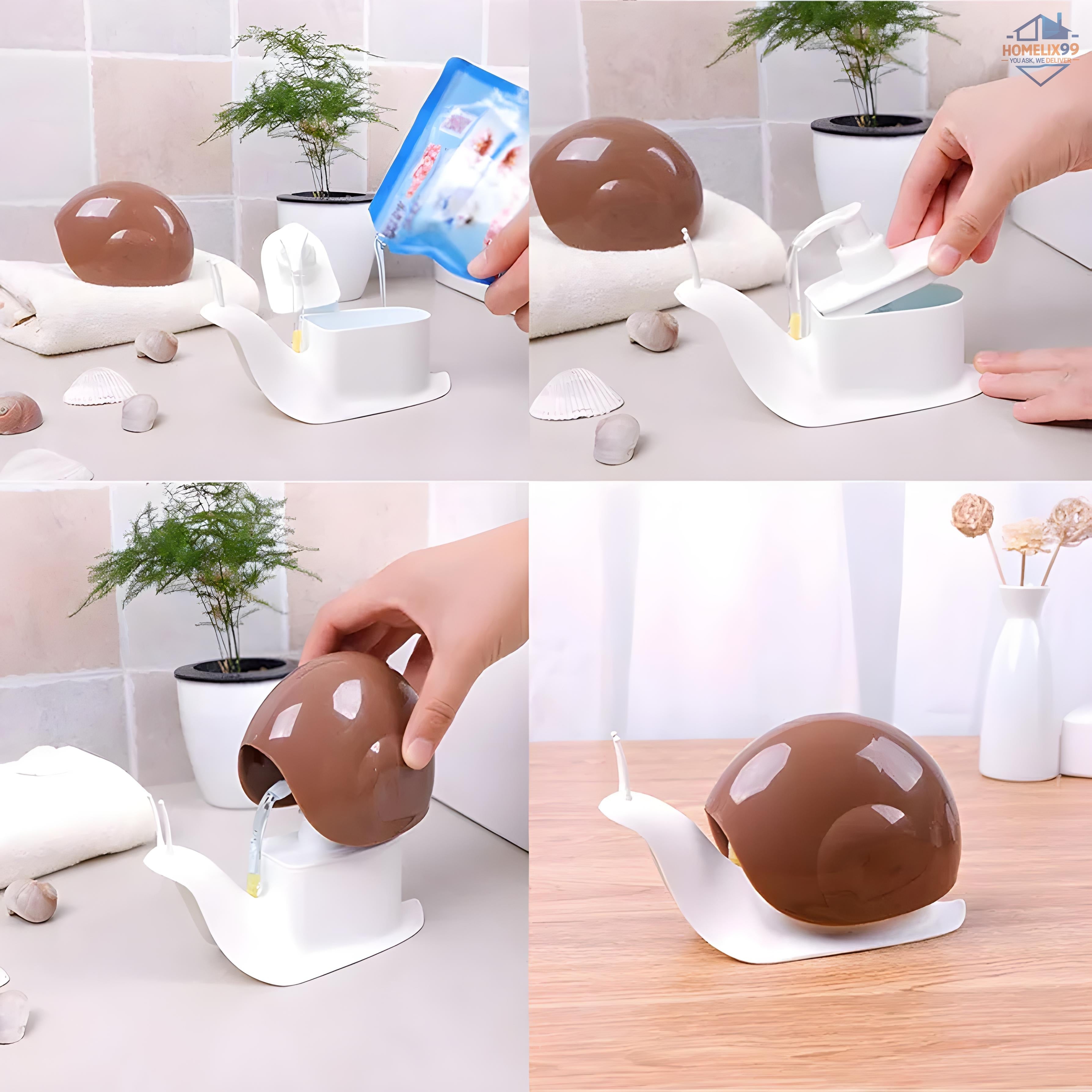 Snail Shape Refillable Soap Dispenser – Cute Bathroom & Kitchen Accessory for Kids & Adults