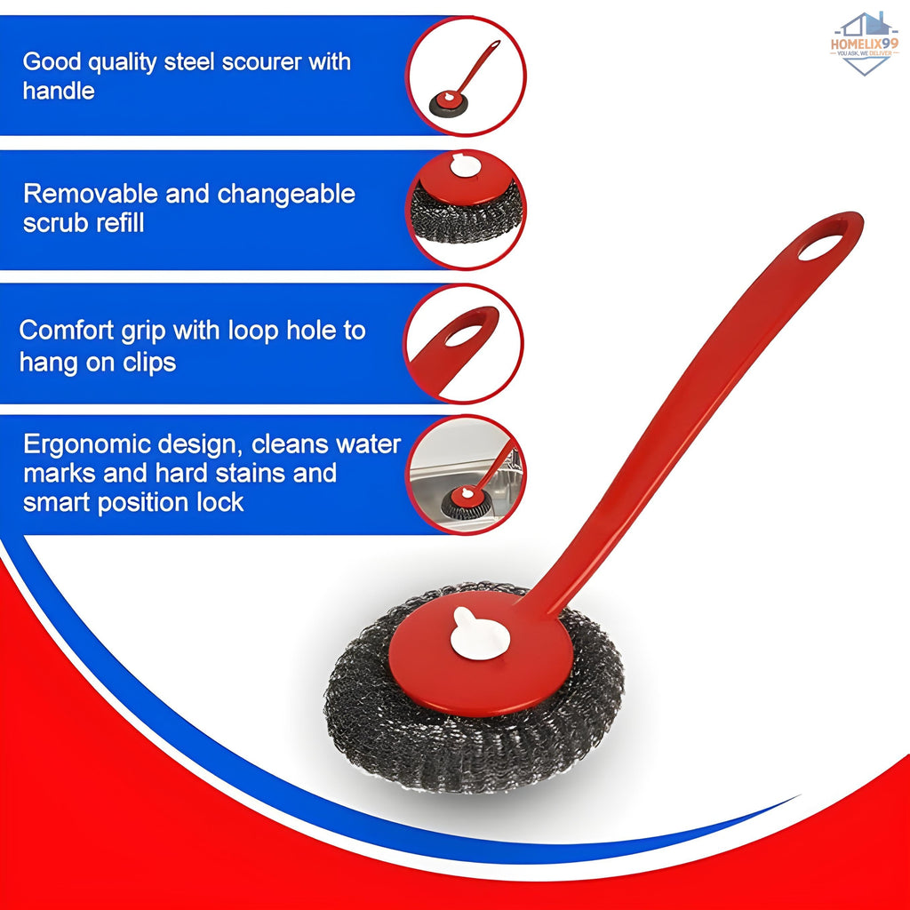 Dura Handy Scour – Heavy-Duty Steel Scrubber with Comfort Grip Handle