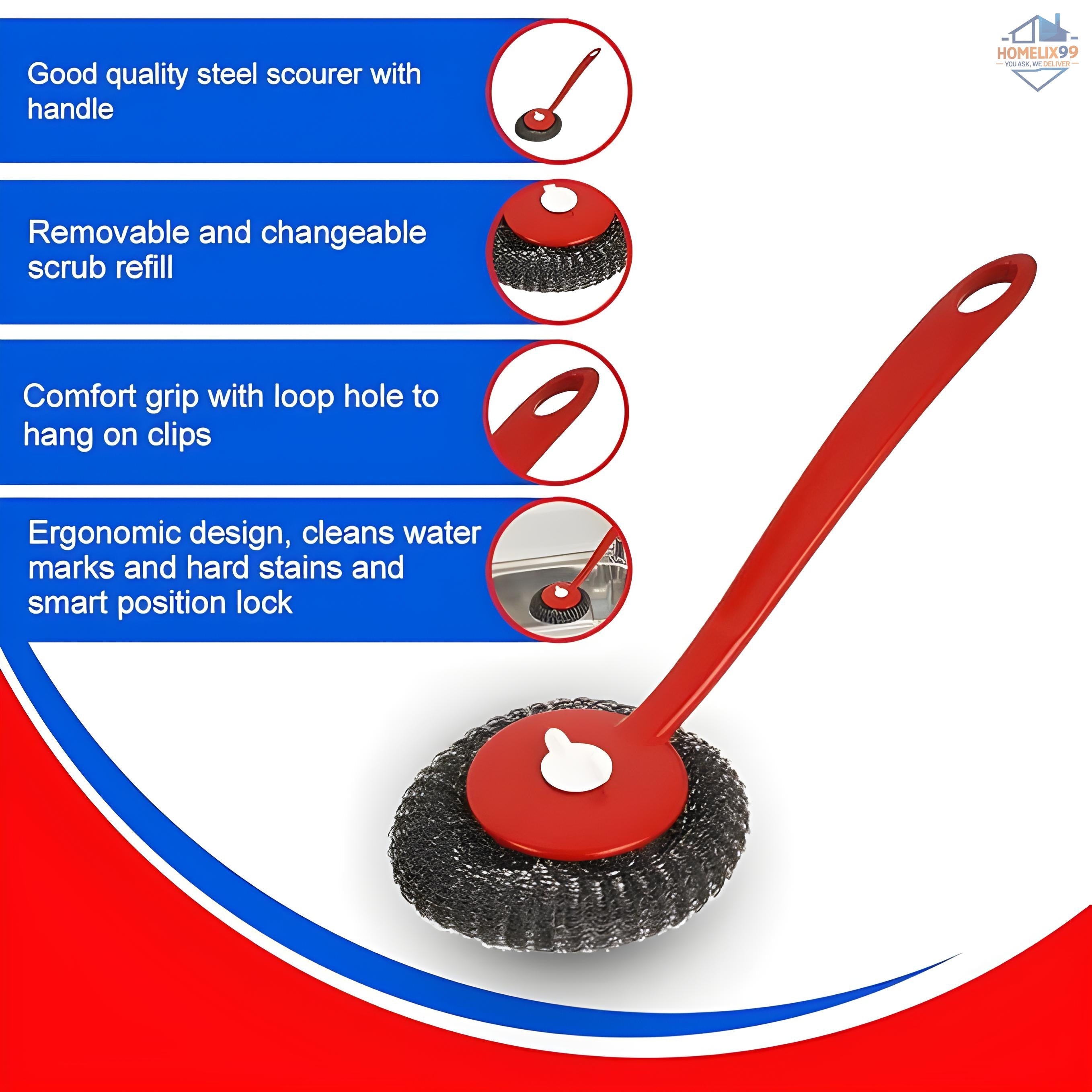 Dura Handy Scour – Heavy-Duty Steel Scrubber with Comfort Grip Handle